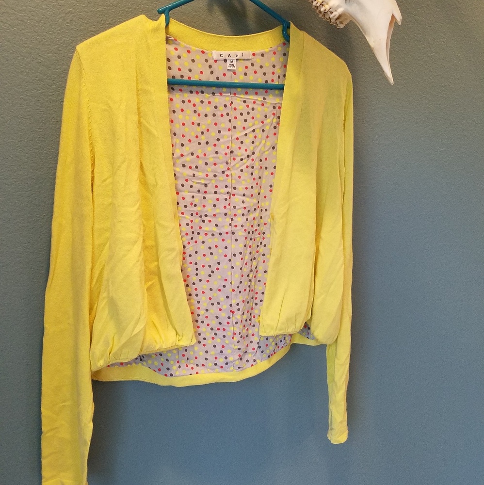 CAbi yellow prepster crop cardigan